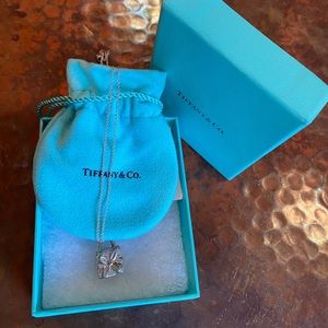 Tiffany Co 925 Gift Box Pendent & 16” Necklace